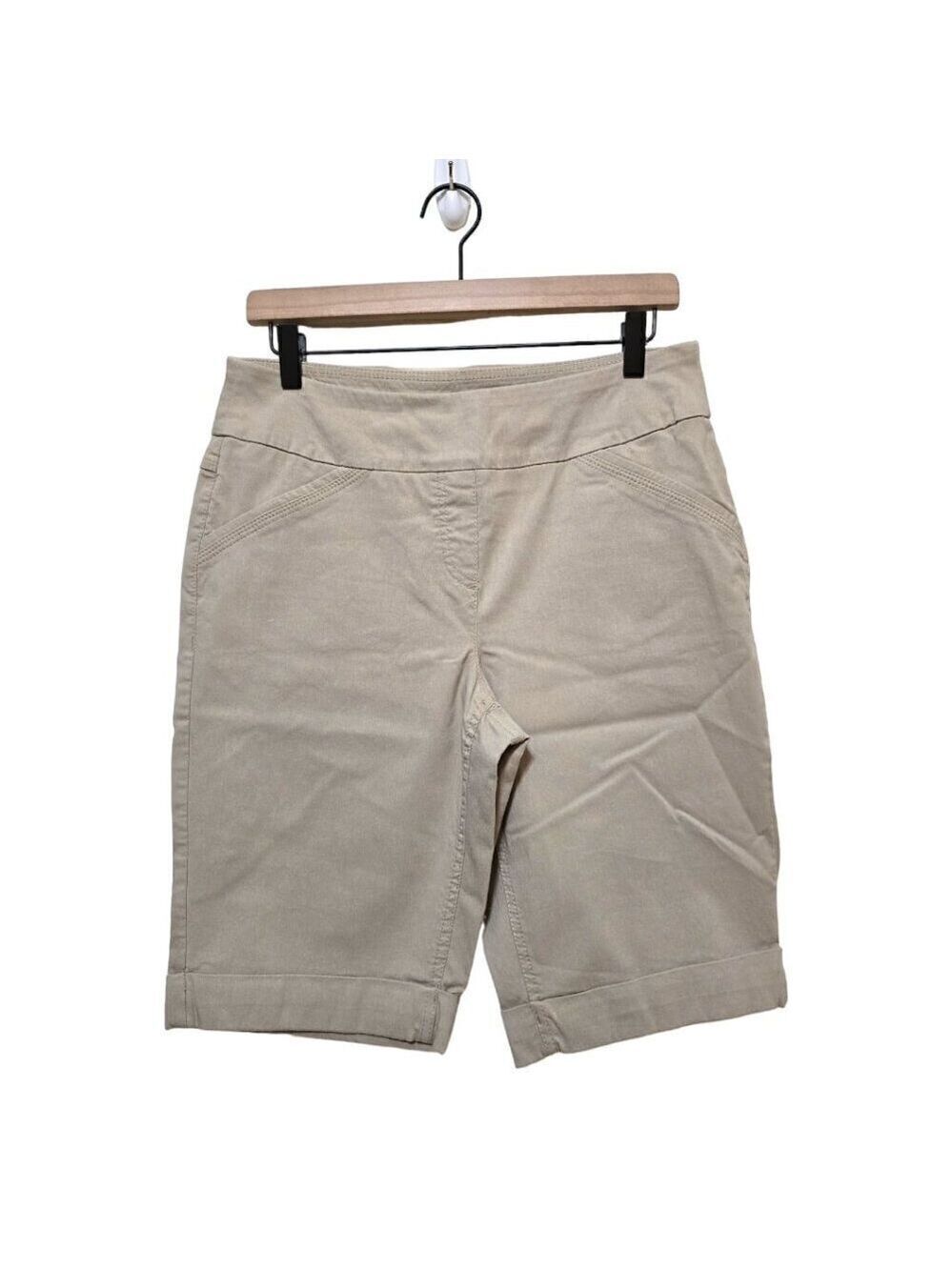 Westbound Petites Tan Stretch Rayon Blend Bermuda Shorts Sz 14P